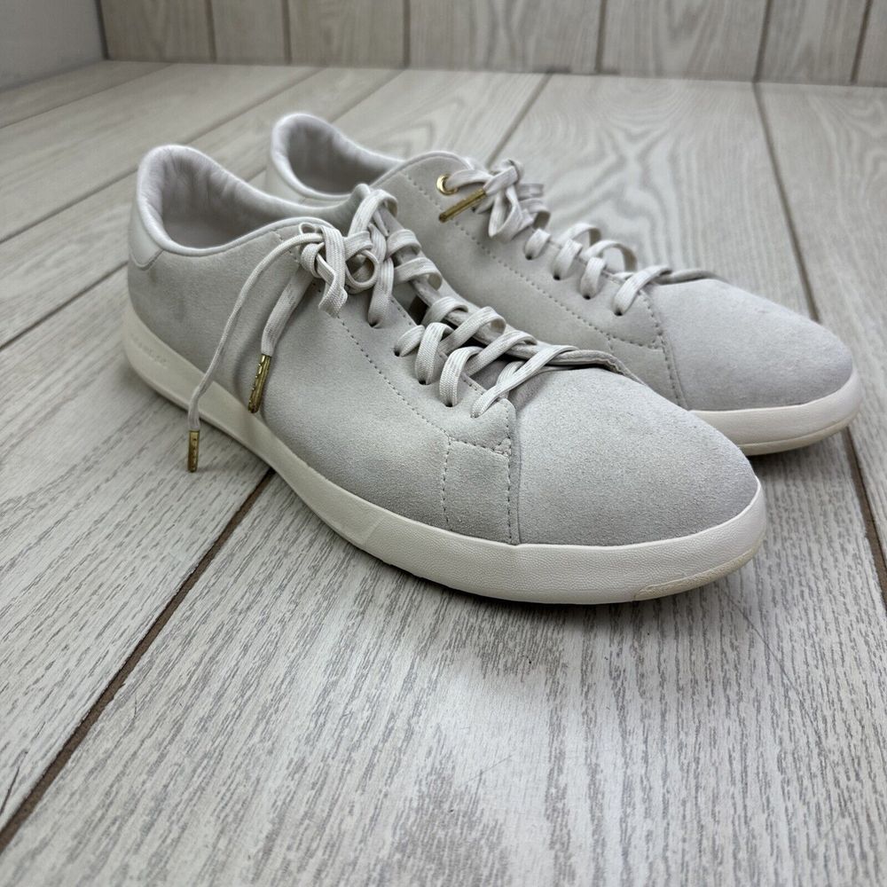 Cole Haan C30926 Mens Grand Sneakers Shoes Light Beige Cream Suede Lace Up 11.5M